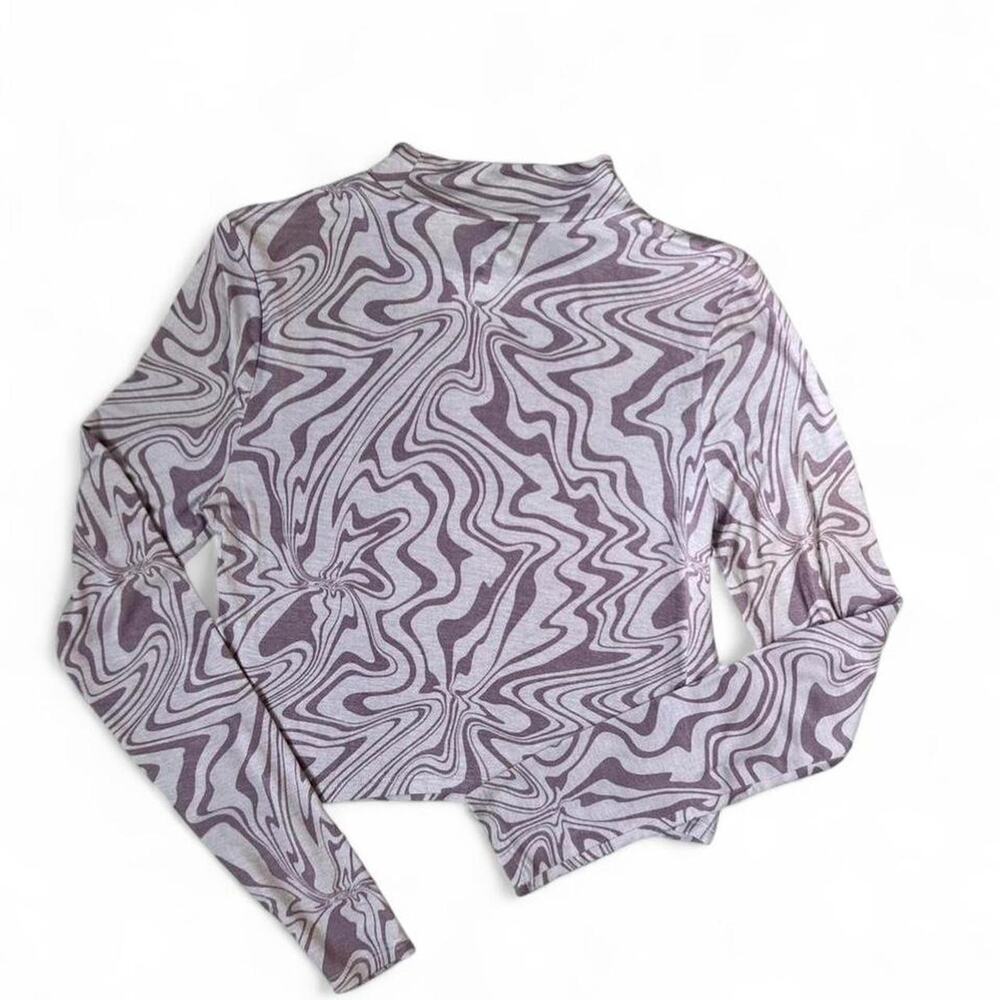 PacSun Swirl Mock Neck Crop Top Mauve Blush Y2K Fitted